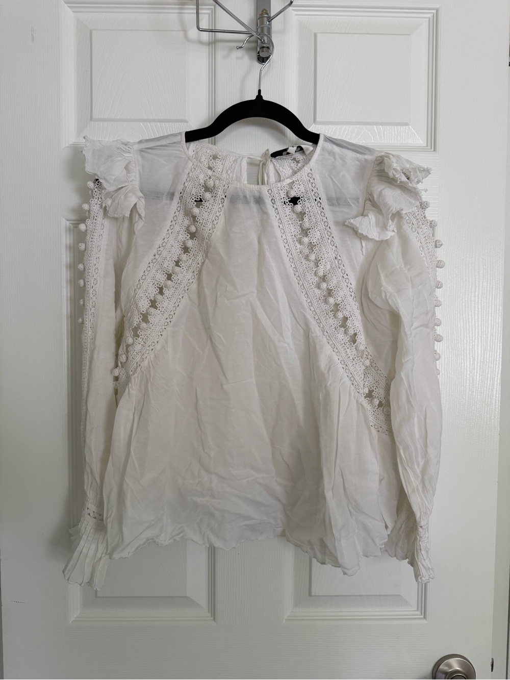 Sea New York White Cotton Voile Lace Trim Blouse Sz 4